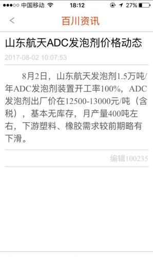 ADC发泡剂最新价格动态解析